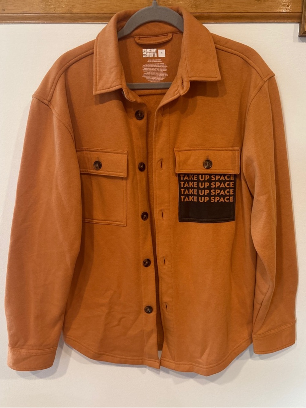 Target Black History Month Take Up Space Orange Button-Up Shacket Small
